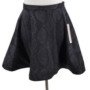 Jay Godfrey Black On Black Snakeskin Flare Mini Skirt NWT 6